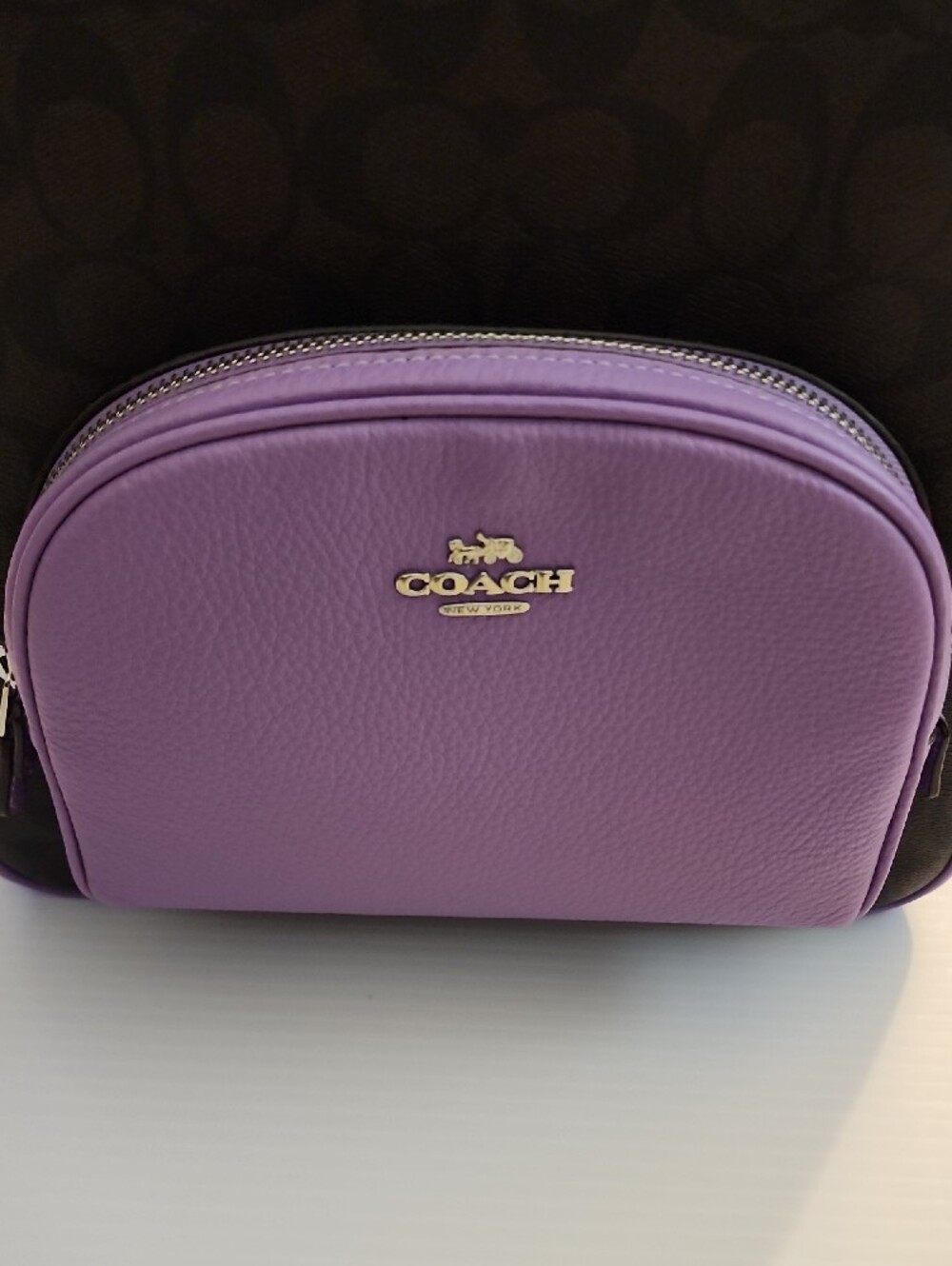 Coach Court Signature Canvas Mini Backpack in Lavender and Brown. E2321-6671. - Picture 3 of 16